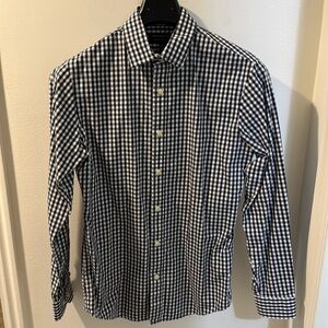 Navy gingham dress shirt, size S